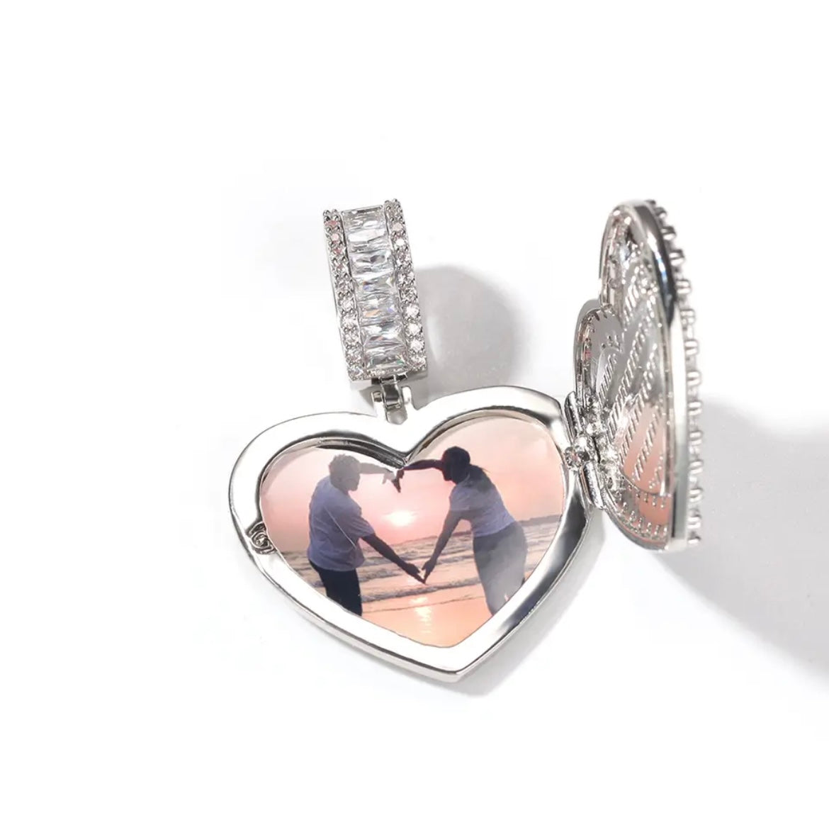 Iced out Photo Heart Locket