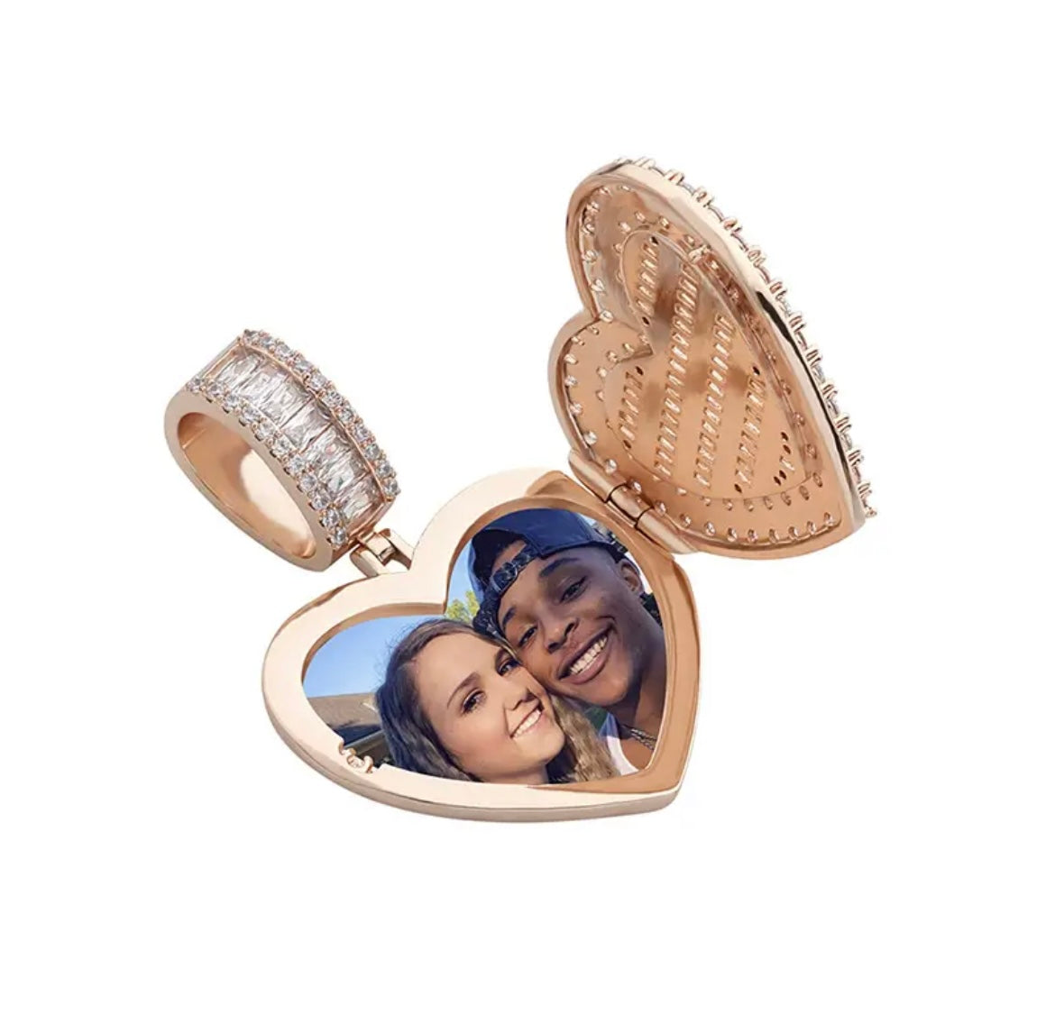 Iced out Photo Heart Locket