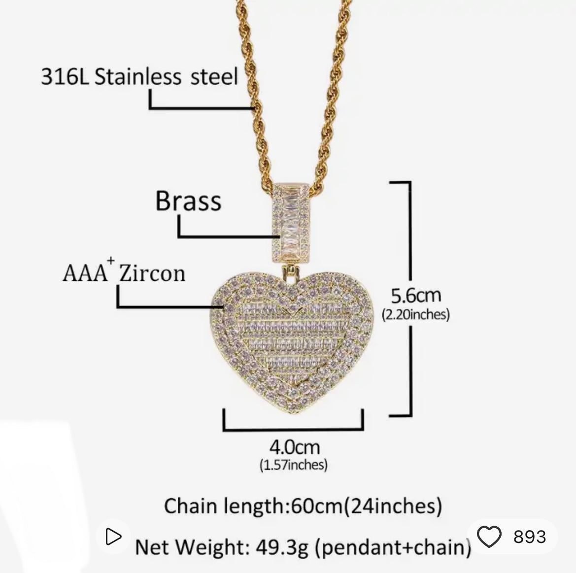 Blinged Out Baguette Custom Heart Locket