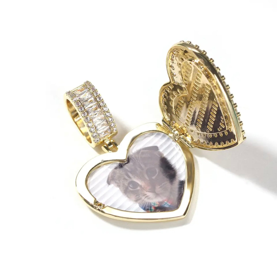 Iced out Photo Heart Locket