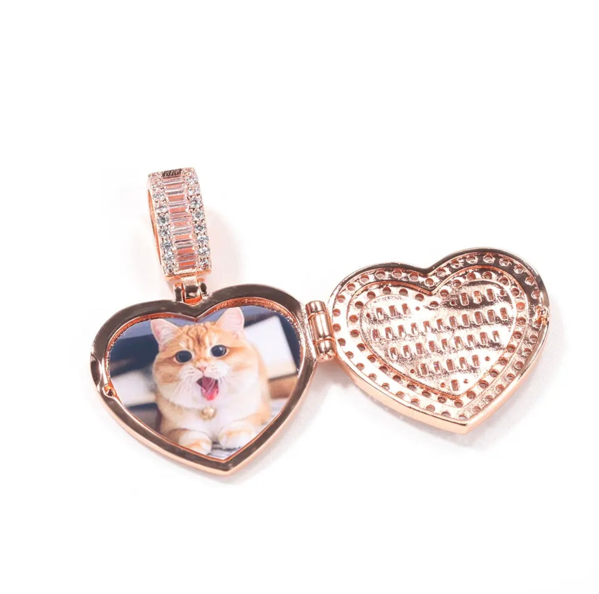 Iced out Photo Heart Locket