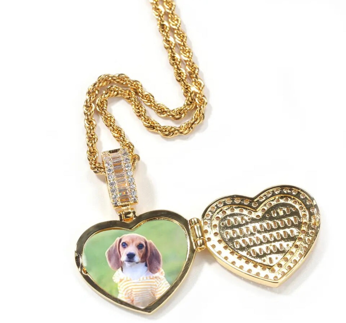 Iced out Photo Heart Locket