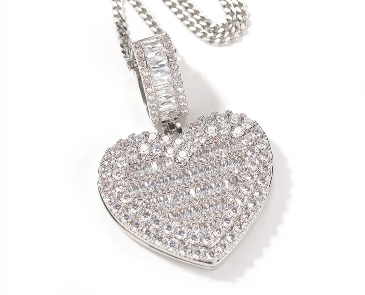 Iced out Photo Heart Locket