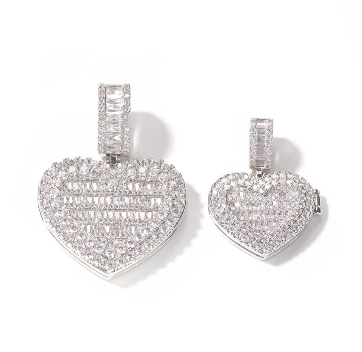 Iced out Photo Heart Locket