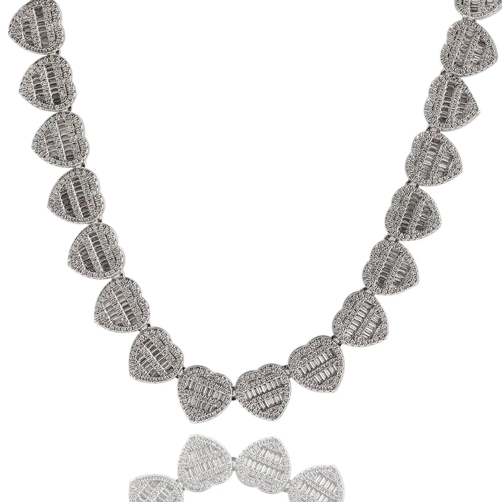 Crushed Heart Baguette Necklace