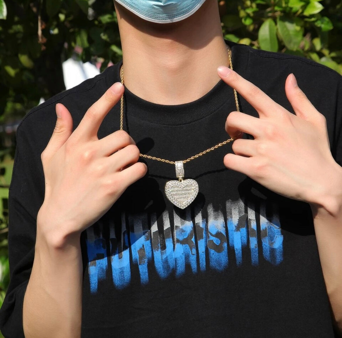 Iced out Photo Heart Locket