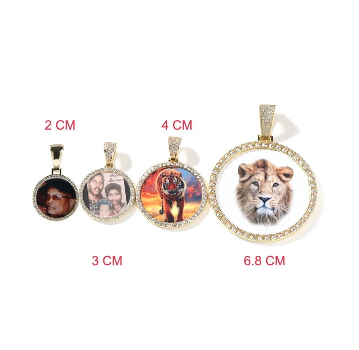 Round photo CZ charm pendant (FREE engrave)