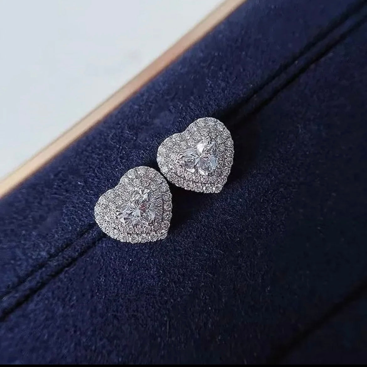 Heart Shaped Diamond Stud Earrings