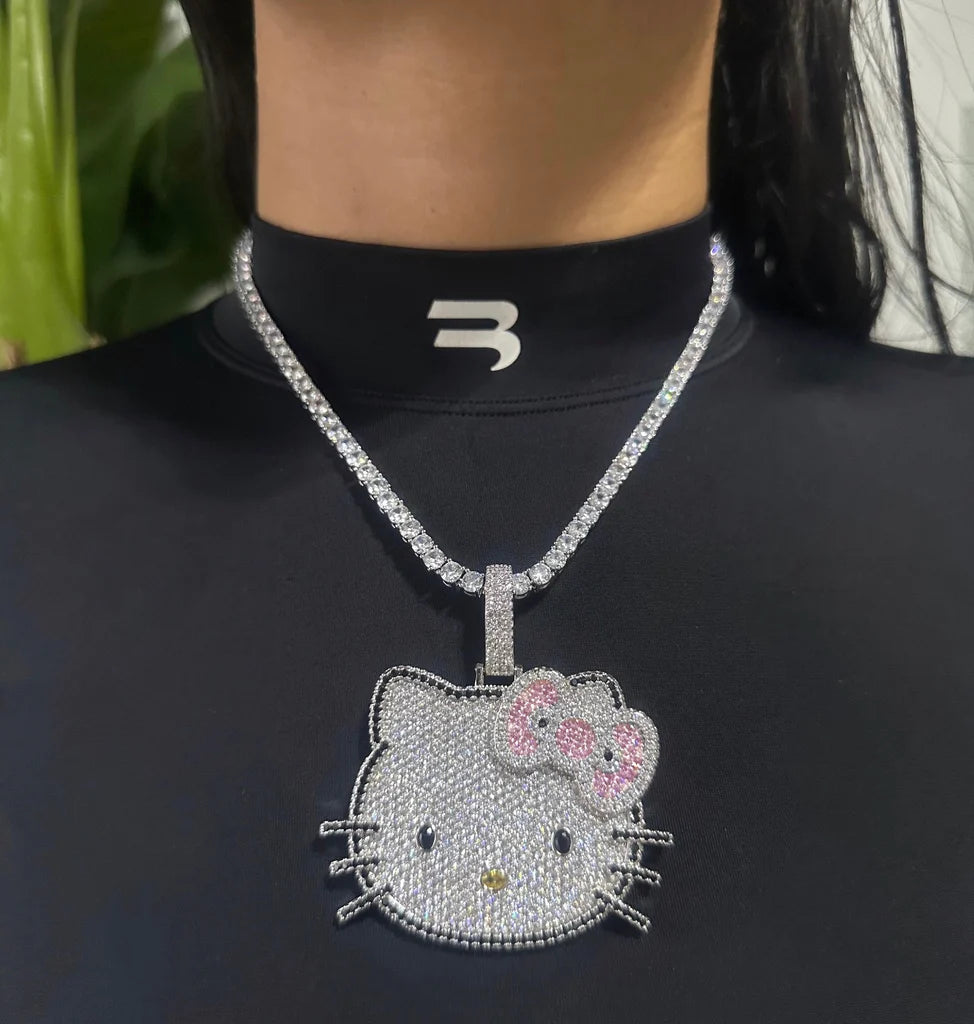 Iced Out Kitty Pendant